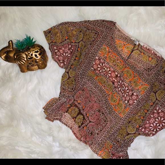 NWOT boho paisley poncho style knit blouse - Picture 1 of 8
